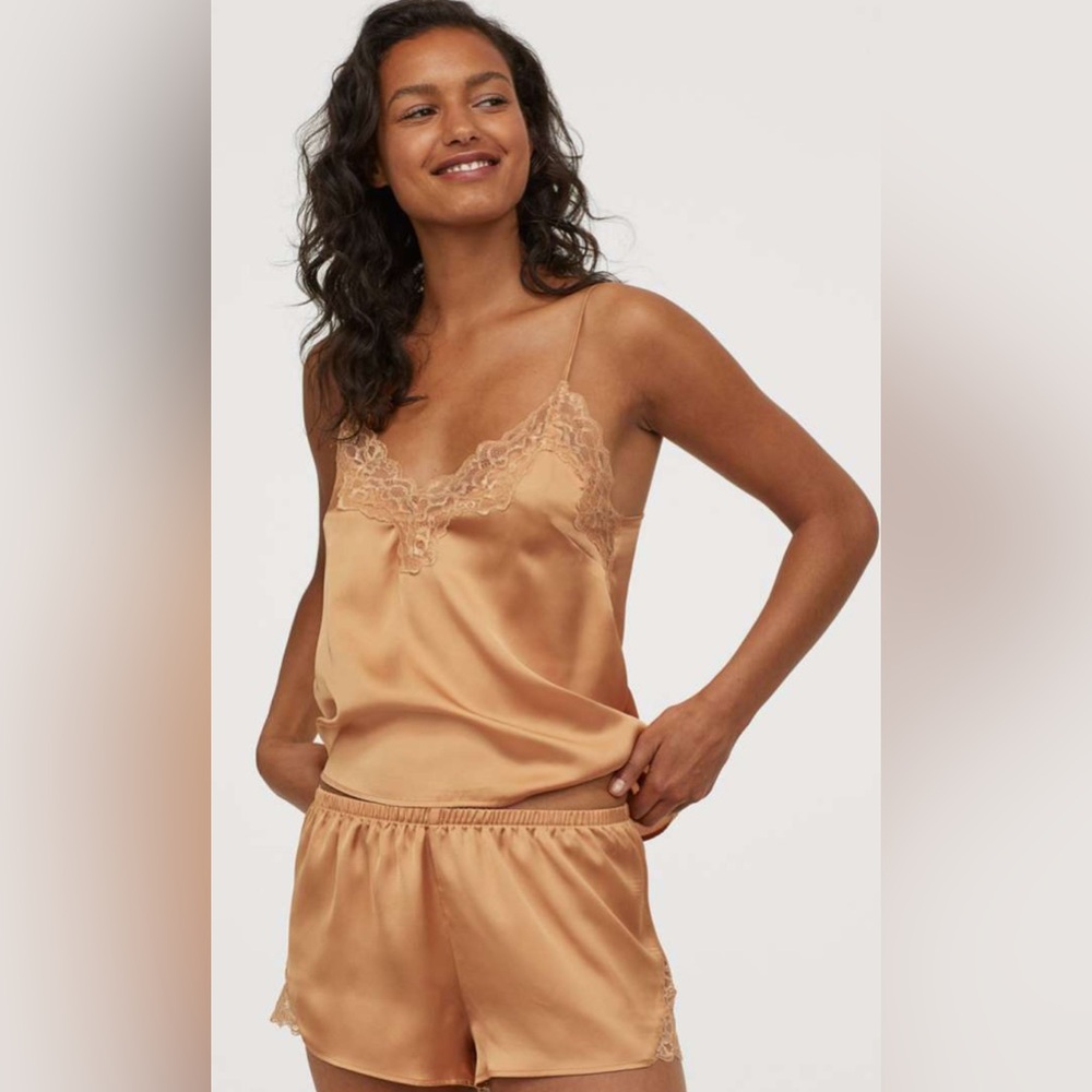 NWT H&M “Satin” Lace PJ Set